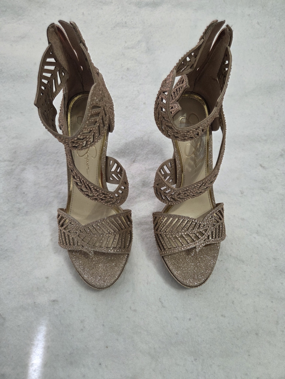 Jessica Simpson Bonilynn Open Toe Platform Sandals in Moet Fine Glitter